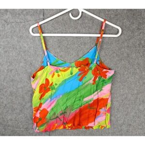 Jams World Strappy Tank Top Cami  Women's XS Floral 100% Rayon EUC